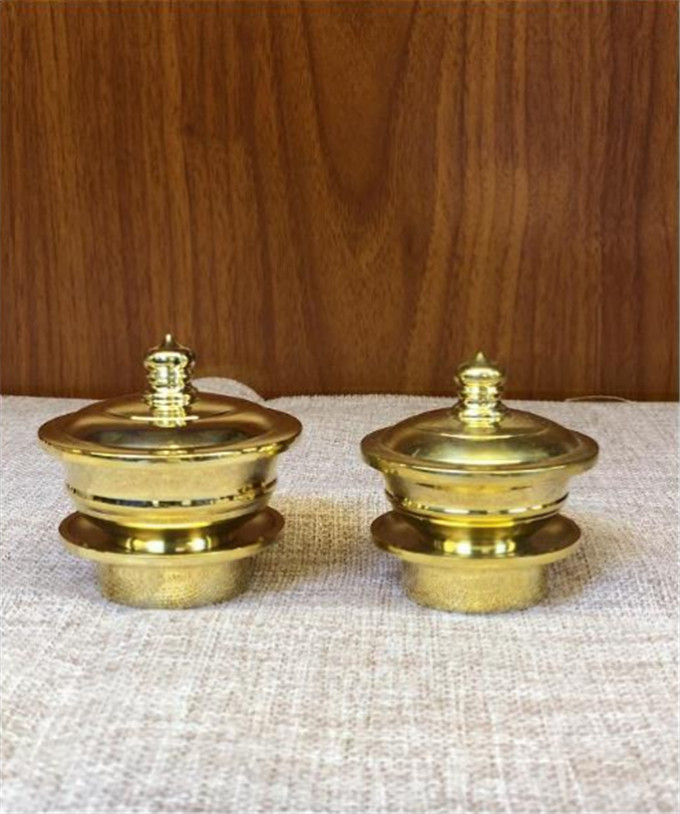 「密教 法具 寺院用仏具」洒水器、塗香器二器セット 真鍮製
