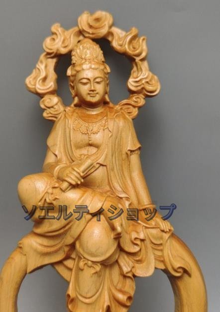 新入荷★ 自在観音菩薩 開運風水 職人手作り 木彫仏像 仏教工芸品_画像5