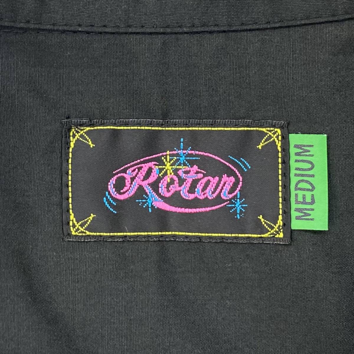 ROTAR rotor Logo clover dice embroidery line switch short sleeves open color Work bo- ring bowling shirt M Dry Bones RALEIGH