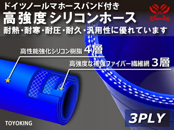 バンド付 シリコン 継手 ホース エルボ 180度 U字ホース 同径 内径Φ38mm 青色 ロゴマーク無し カスタム 汎用品_画像3