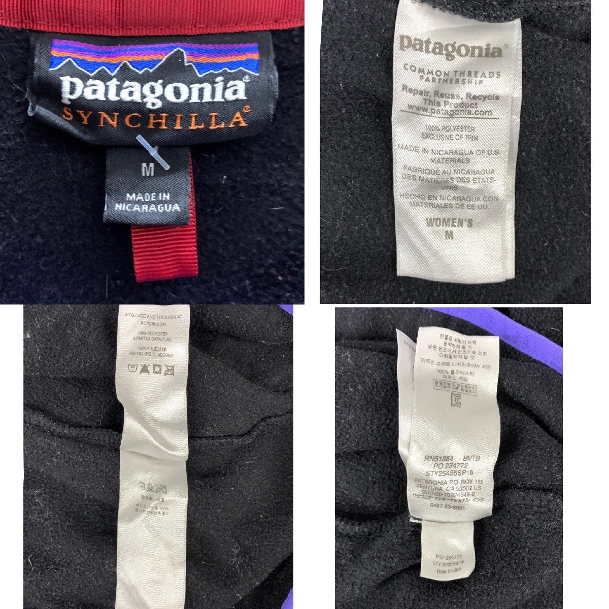 patagonia (パタゴニア) 25455 2015年製 ウィメンズ ライトウェイト シンチラ スナップT プルオーバー フリース 黒 M レディース/025_画像5