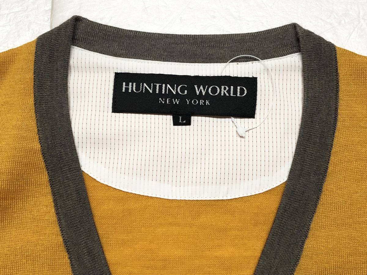 ○★新品未使用　HUNTING WORLD（ハンティング・ワールド）　ニットカーディガン　L　イエロー★○_画像4