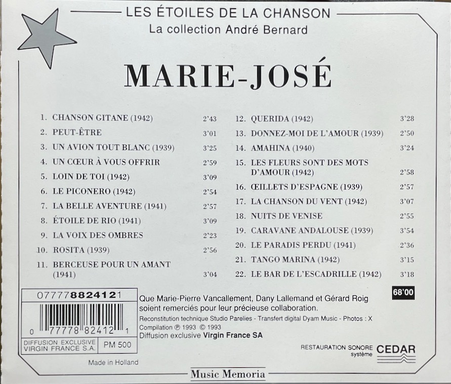 (C20H)☆シャンソン/マリー・ジョゼ/Marie-Jose/Etoiles De La Chanson☆_画像2