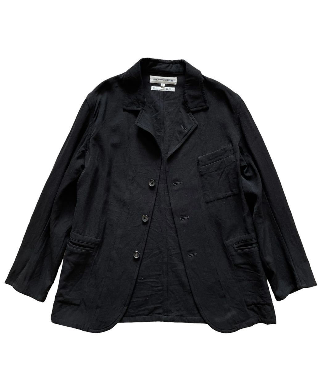 美品 COMME des GARCONS SHIRT コムデギャルソンシャツ フランス製 ウール テーラード ジャケット S ブラック_画像2