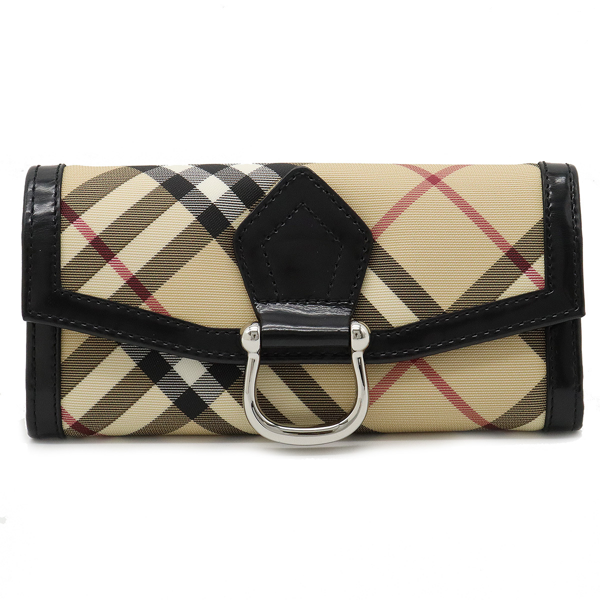 いやすく】 BURBERRY バーバリー チェック柄 2つ折長財布 二つ折り長