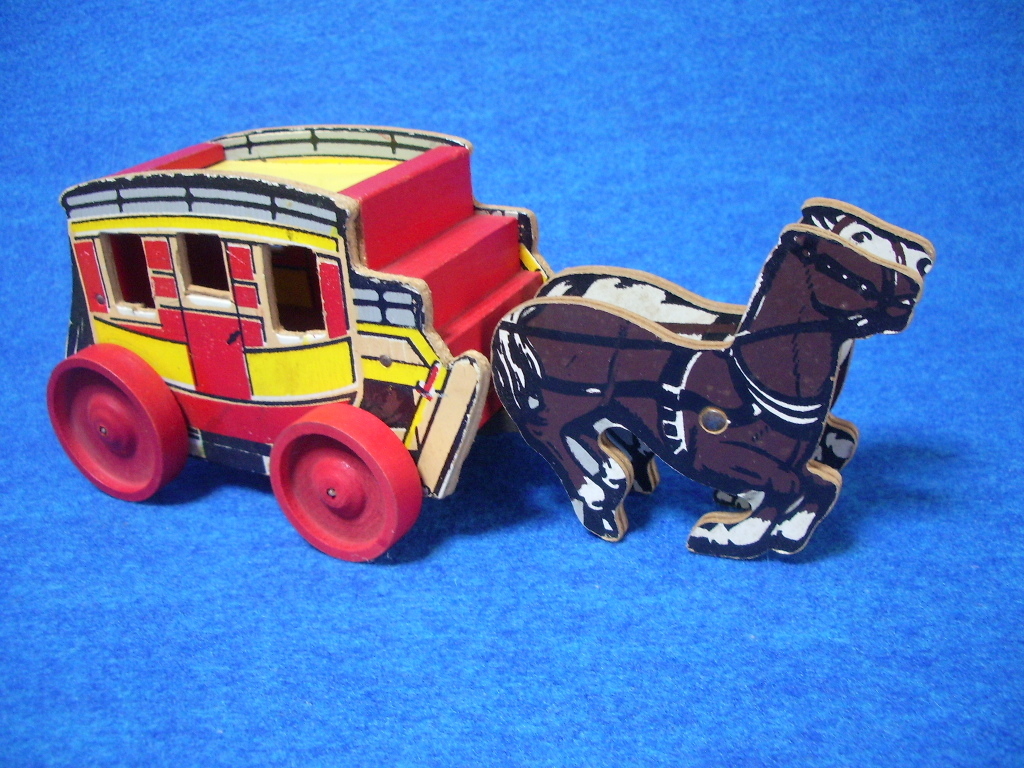 * Vintage!![1940*s]* canopy horse car ( stage Coach )Keyston Toy made *kau Boy / western / horse car 