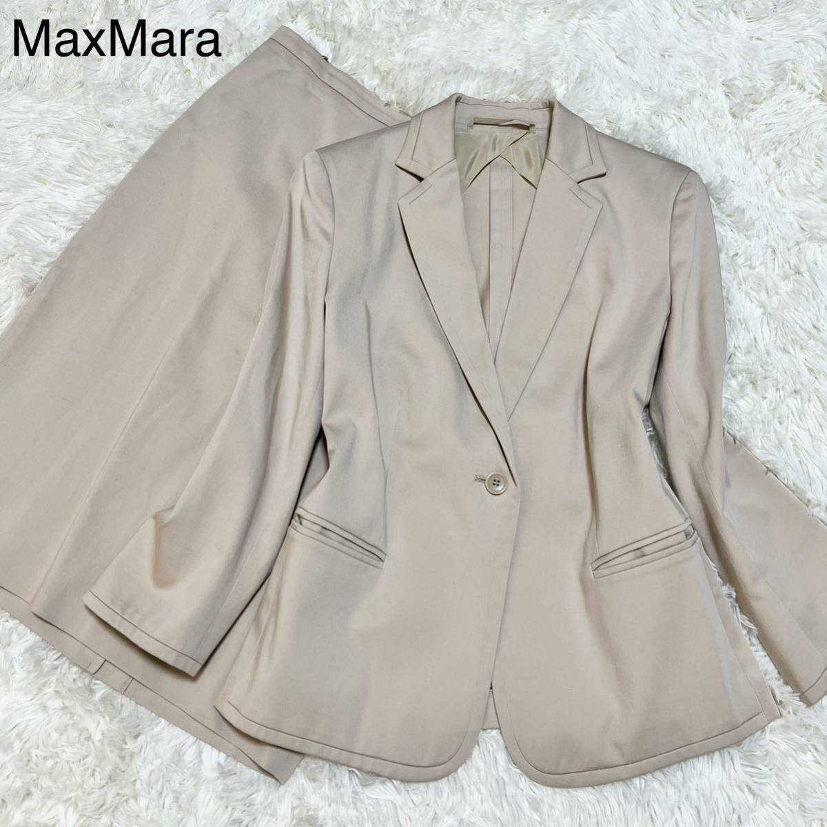 【希少XL位 最高級 白タグ】MaxMara マックスマーラ セットアップ スカートスーツ 42 44 2XL LL 大きいサイズ ビッグサイズ ゆったりサイズ_画像1
