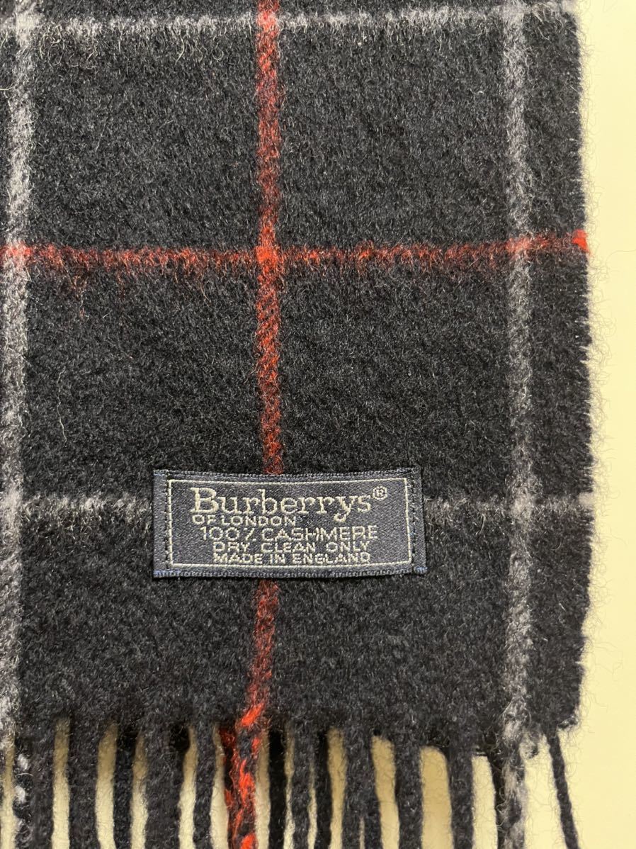 BURBERRY バーバリー マフラー カシミア100% 濃紺 ネイビー系 美品