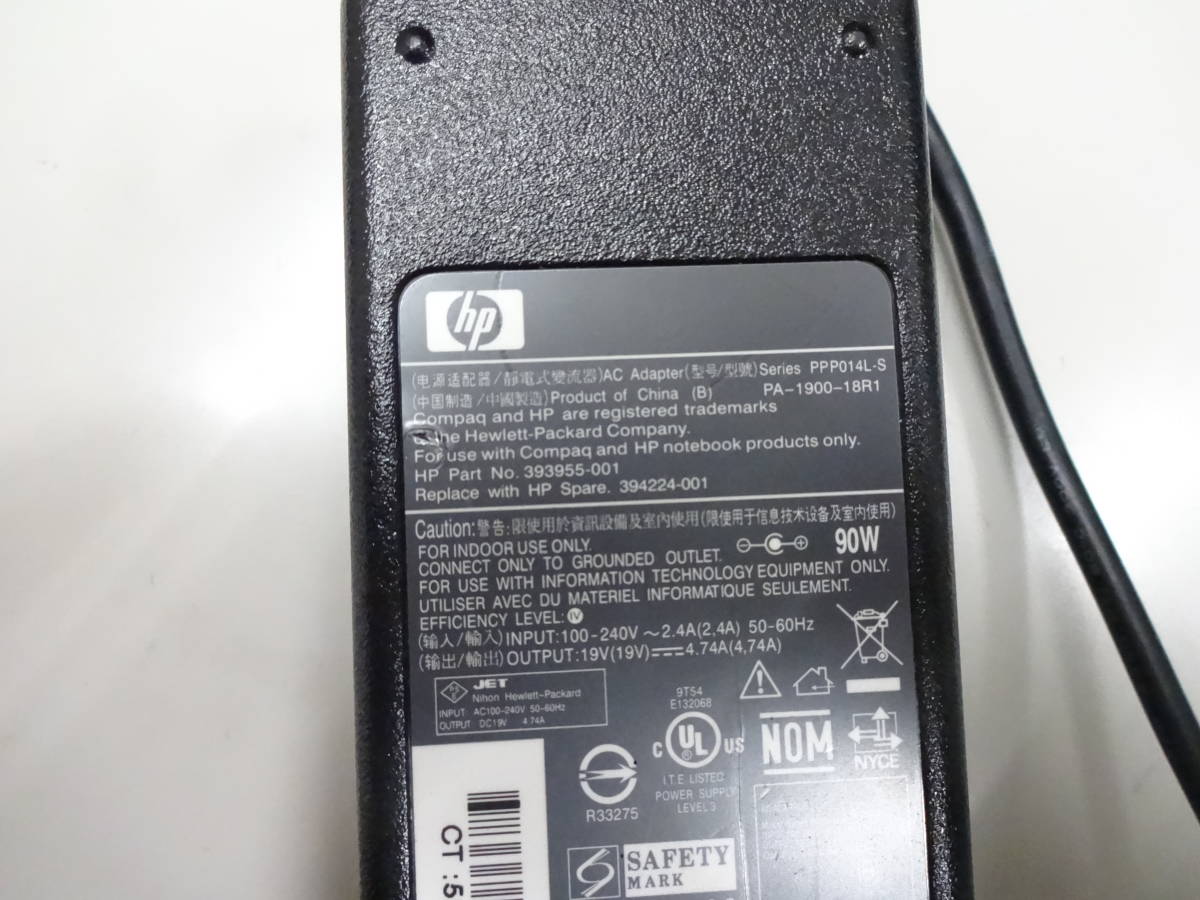 hp AC adapter PPP014L-S 19V 4.74A 90W 4.8mm Mickey cable attaching used operation goods ②
