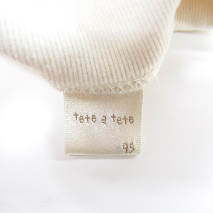 te- вертикальный -to день рождения ta-toru шея длинный рукав ребра вязаный стрейч для девочки 95 размер белый baby ребенок одежда tete a tete