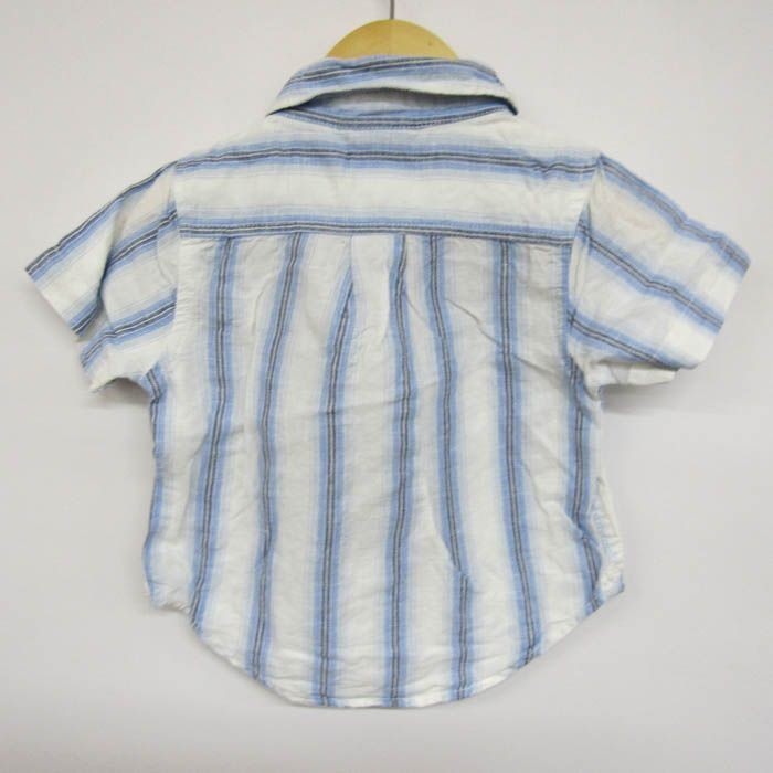 ギャップ 半袖ストライプシャツ カットソー 麻×綿 男の子用 80サイズ 白ライトブルー ベビー 子供服 GAP_画像2