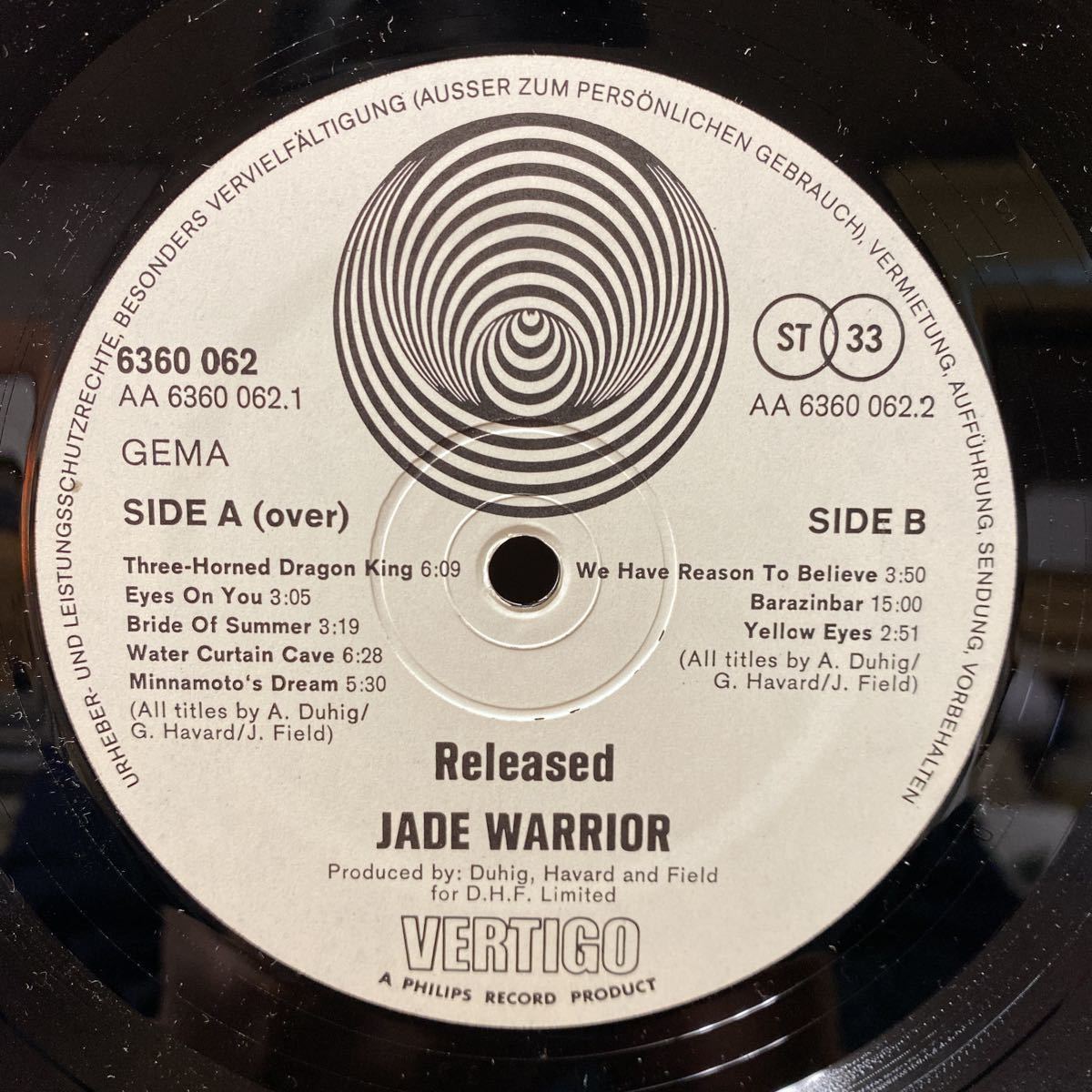 ドイツ VERTIGO 大渦巻ラベル原盤 特大6面開きポスター完備★JADE WARRIOR/ジェイド・ウォーリア/RELEASED 6360 062 ジュライ_画像3