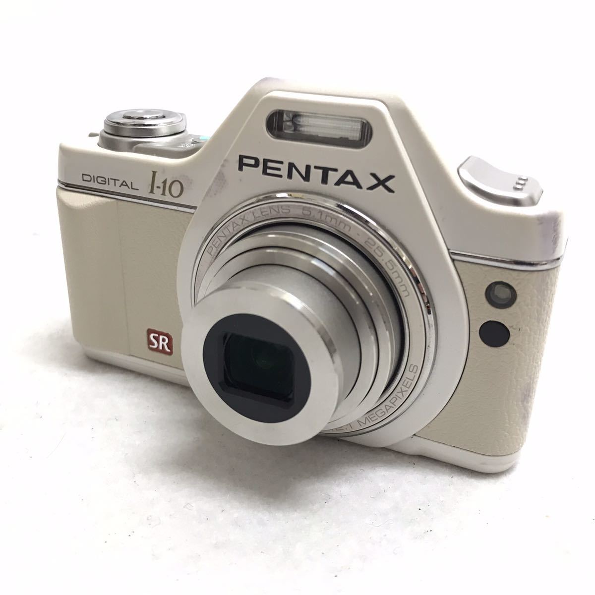 Cサ 通電OK 充電器 バッテリー有 PENTAX ペンタックス Optio I-10 コンパクトデジタルカメラ パールホワイト 12.1メガピクセル の画像2