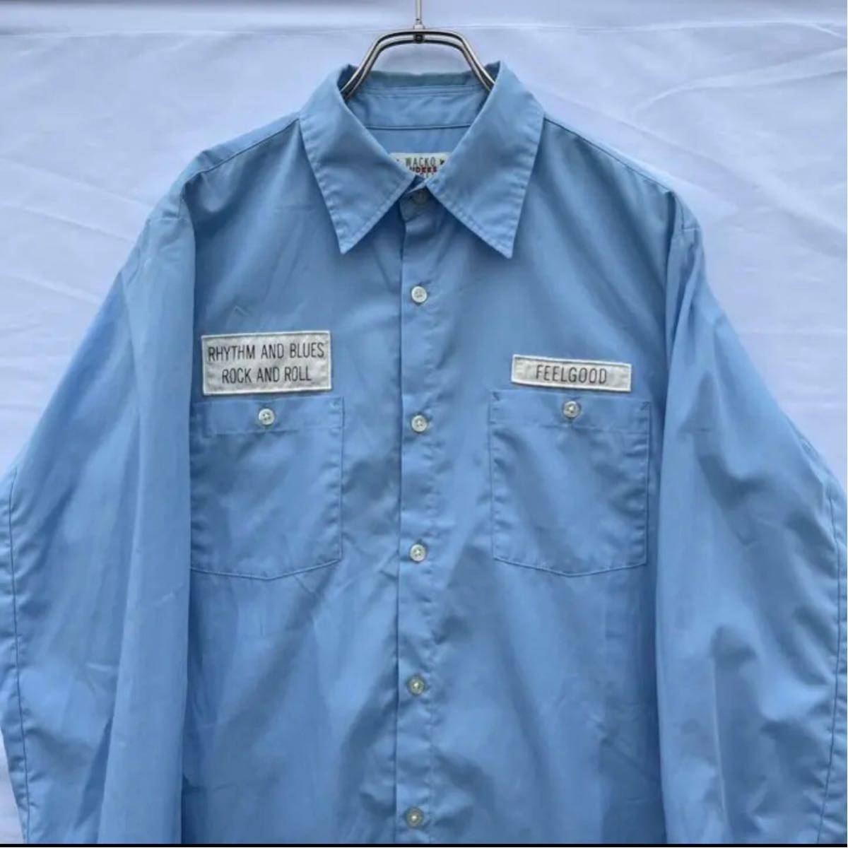 Lサイズ ワコマリア ワークシャツ 長袖シャツ WACKO MARIA シャンブレーシャツ 長袖 バックプリント