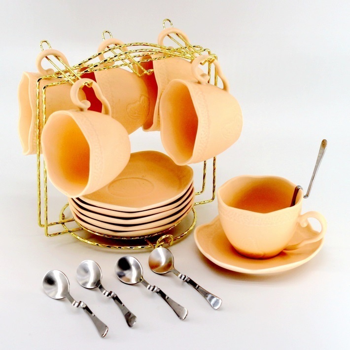 カップスタンド コーヒーカップ ソーサー用 ヨーロピアン風 角型フレーム ゴールドカラー 金属製 6個用_画像5