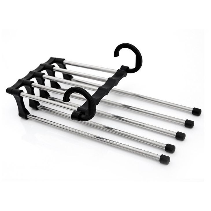  trousers hanger made of stainless steel flexible 5 pcs hold .( black )