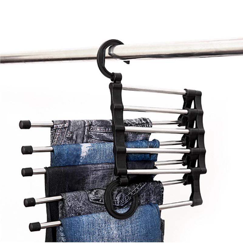  trousers hanger made of stainless steel flexible 5 pcs hold .( black )