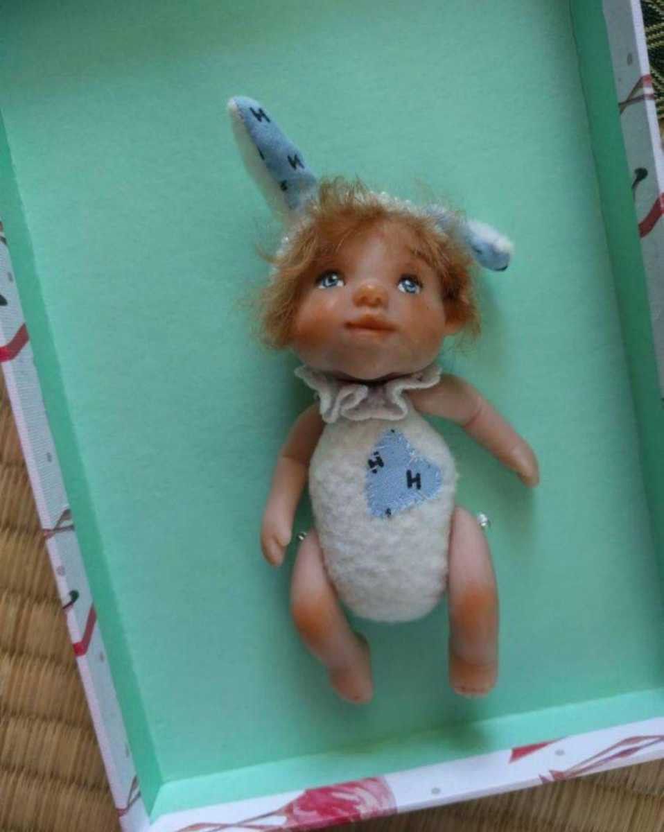 セール海外作家布人形と樹脂粘土ベビーセット創作人形赤ちゃん