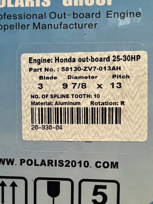 HONDA船外機用 ＜9-7/8 x 13ピッチ＞　25hp~30hp