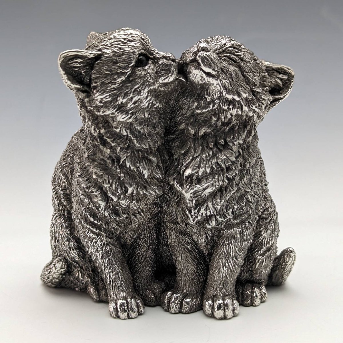 英国 カントリーアーティスト社 2匹の子猫 純銀張り彫刻 フィギュリン