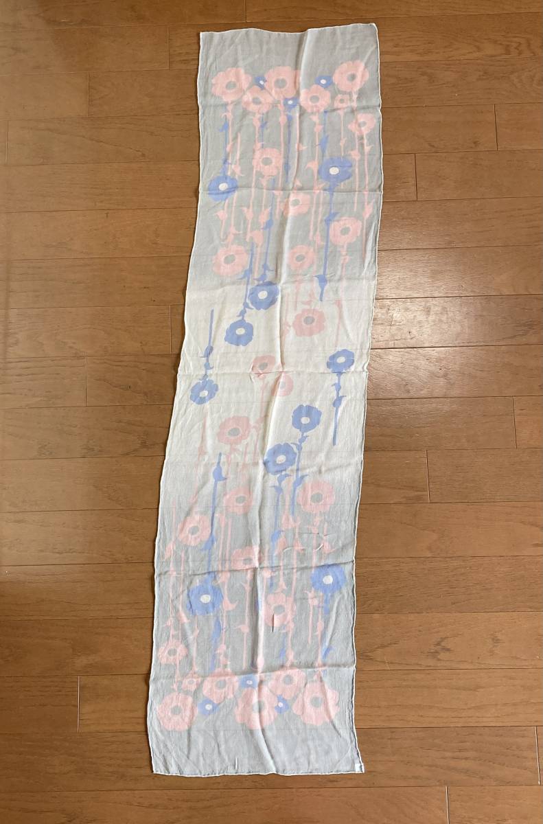 ロング　スカーフ　ストール　ART 日本製　国産　シルク 100% 絹　薄手　マフラー　グレー　花柄　グラデーション_画像1