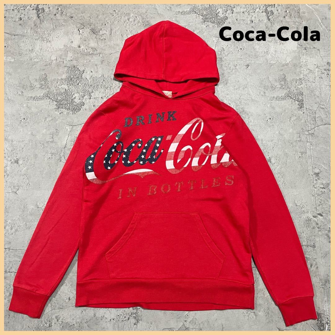 Coca-Cola コカコーラ パーカー スウェット トレーナー プルオーバー ビッグロゴ アメリカ国旗 サイズL 玉FL2469_画像1