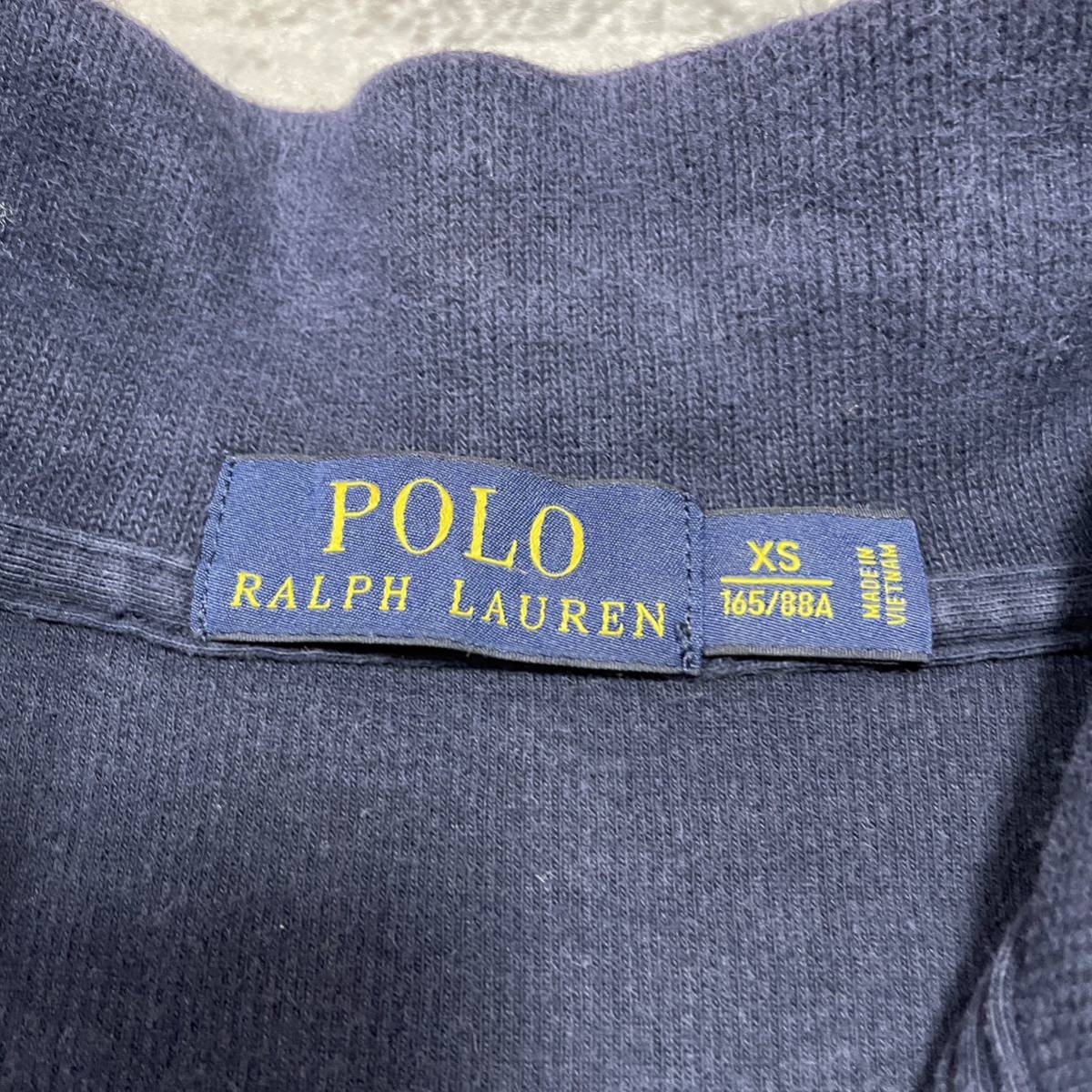 Polo Ralph Lauren ポロ ラルフローレン ハーフジップ スウェット トレーナー 刺繍ロゴ ネイビー サイズXS 玉FL2447_画像7
