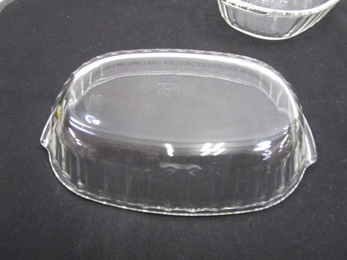 K766★昭和レトロ 食器 ガラス ボウル PYREX パイレックス グラタン皿　3枚セット★中古品_画像5