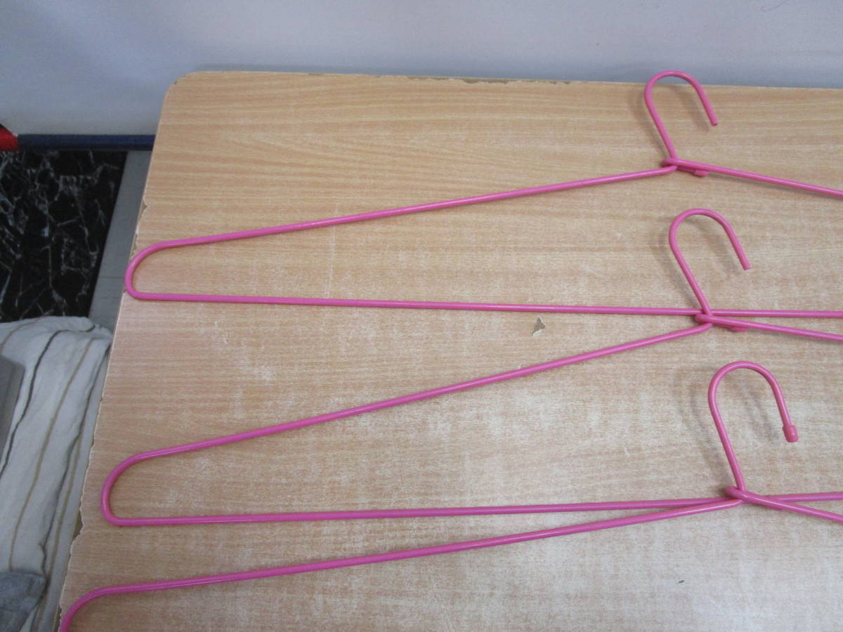 L303* extra-large wire hanger pink 85cm 3 pcs set * used beautiful goods 