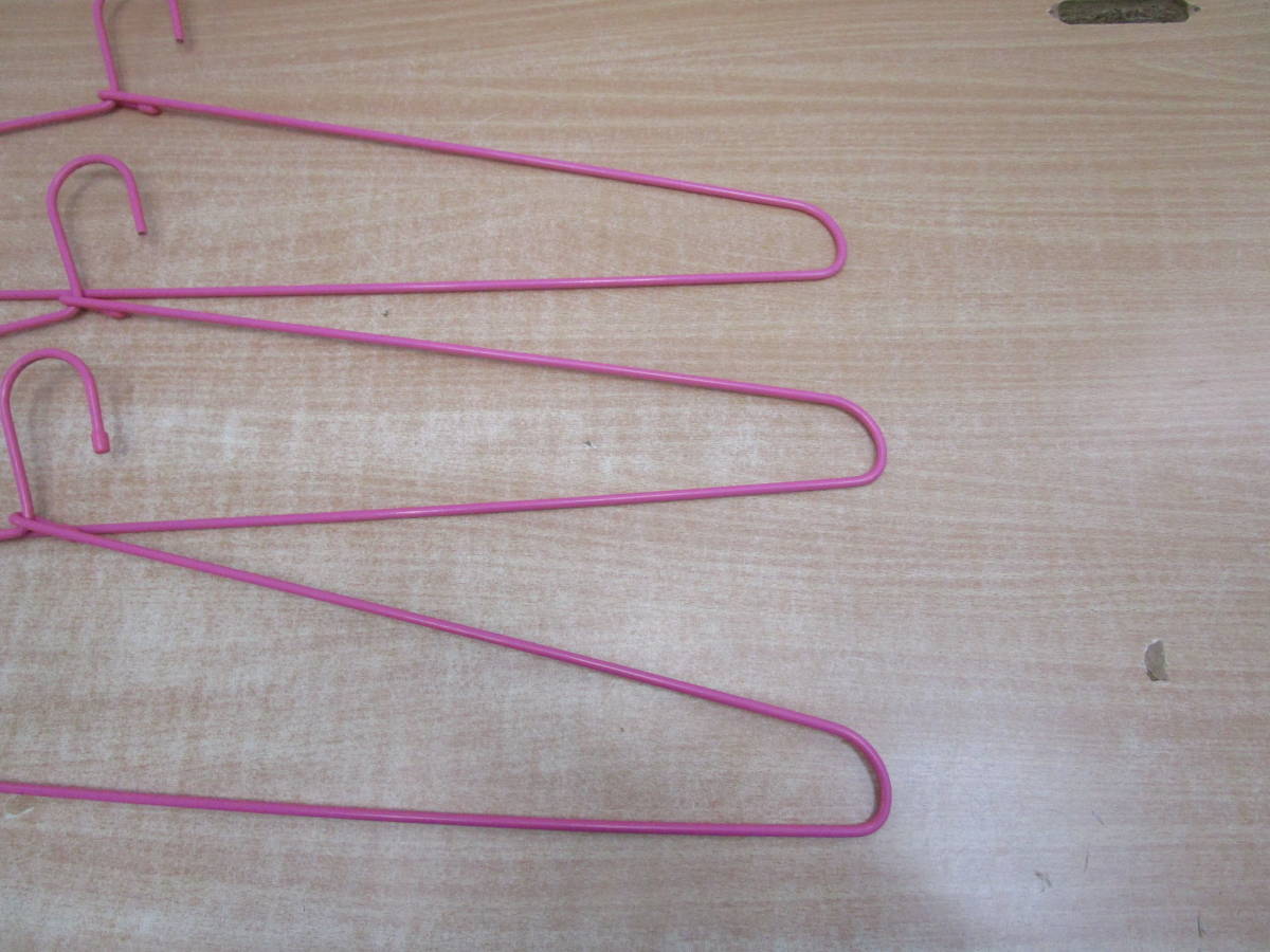 L303* extra-large wire hanger pink 85cm 3 pcs set * used beautiful goods 