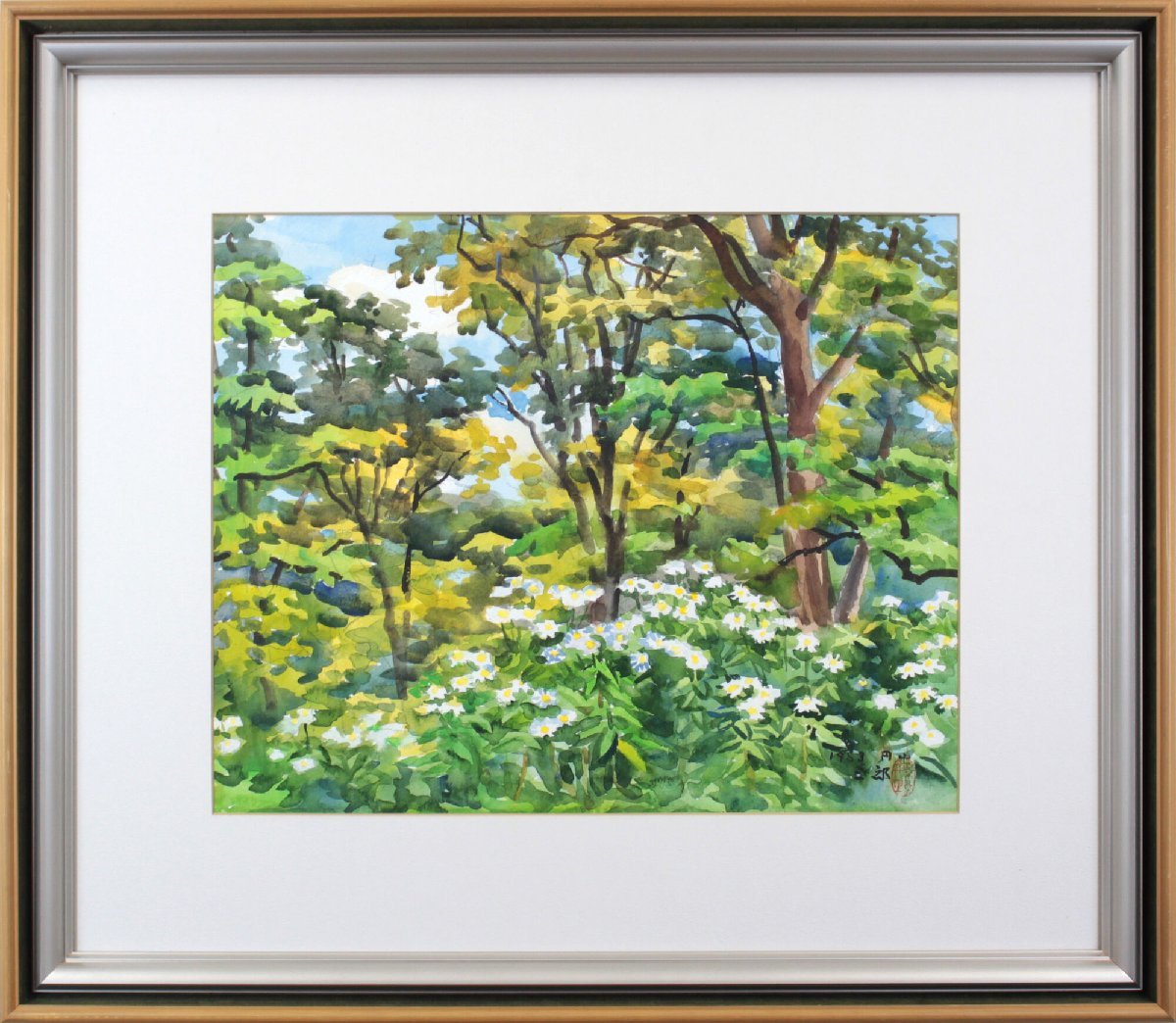 送料無料(沖縄配送) 繁野三郎の8号肉筆水彩画「円山」(1979年作)【真