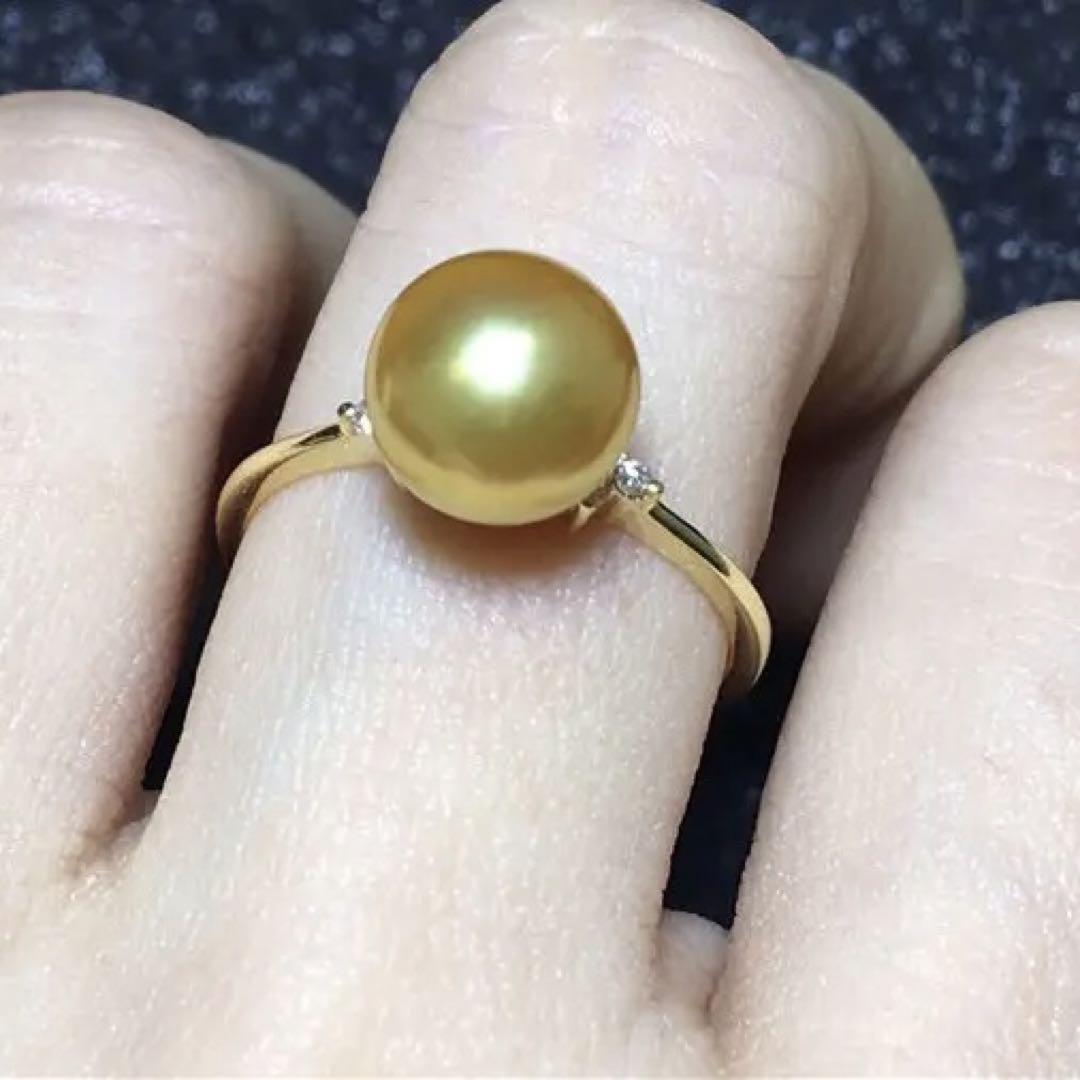 K18YG yellow gold Golden pearl Gold pearl 18 gold ring ring gold color south . pearl 18K ~ 10 number 11 number 12 number 13 number ~