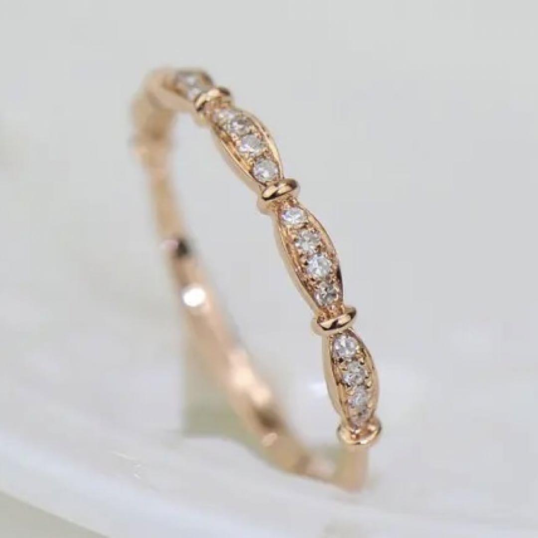 K18PG pink gold 18 gold ring ring flower .... diamond diamond YG WG 18k ~ 8 number 9 number 10 number 11 number 12 number 13 number 14 number ~