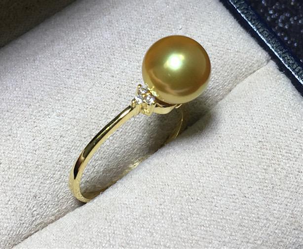 K18YG yellow gold Golden pearl Gold pearl 18 gold ring ring gold color south . pearl 18K ~ 10 number 11 number 12 number 13 number ~