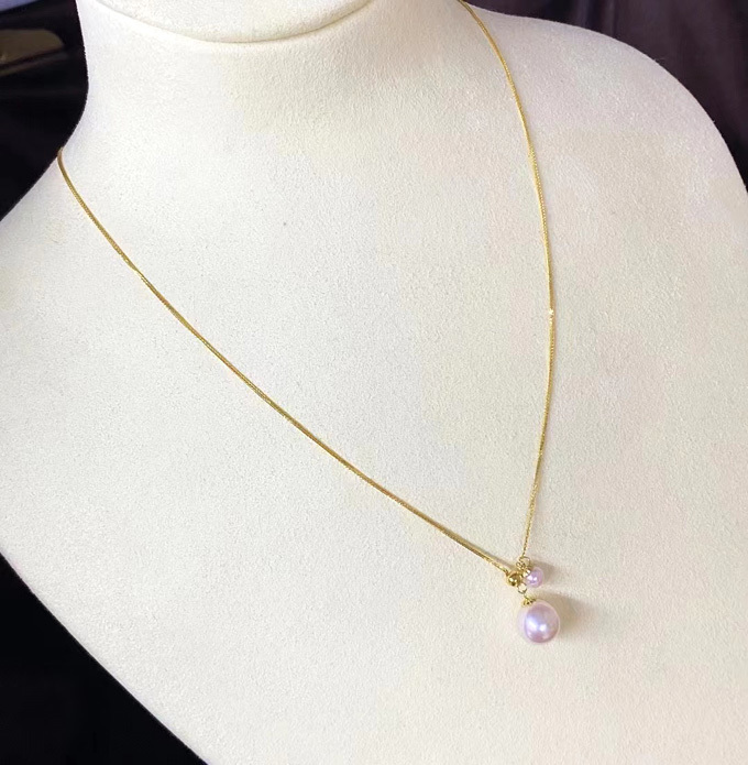 K18YG yellow gold ... pearl flower . Akoya necklace pendant Y character Y adjuster chain Venetian chain pearl 18K 2.