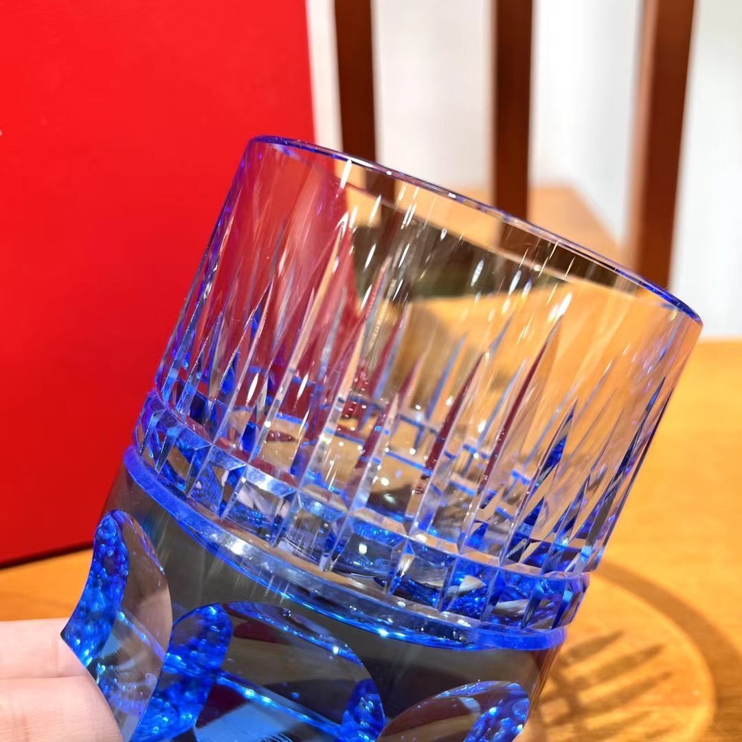 Baccarat HARMONIE ウイスキーグラス  ロックグラス◆クリスタルガラス◆バカラBOX付◆ブルーの画像1