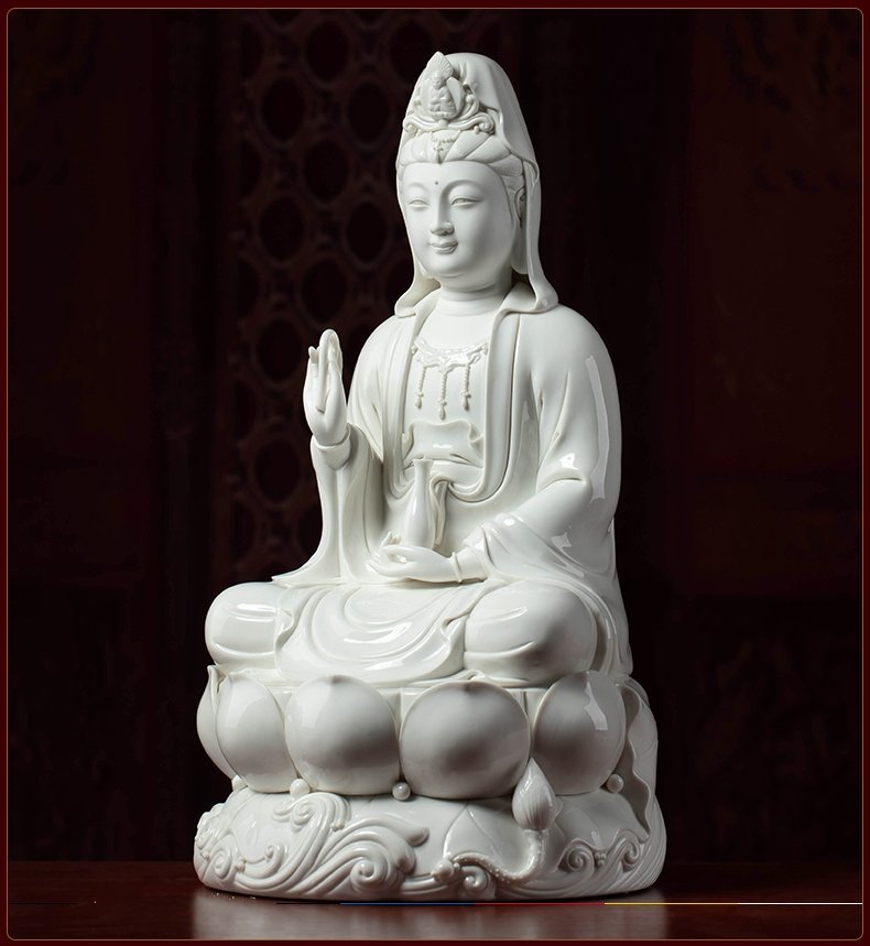 安価 仏教美術 観音 仏像 仏教美品 磁器 白玉 禅の置物 セラミック