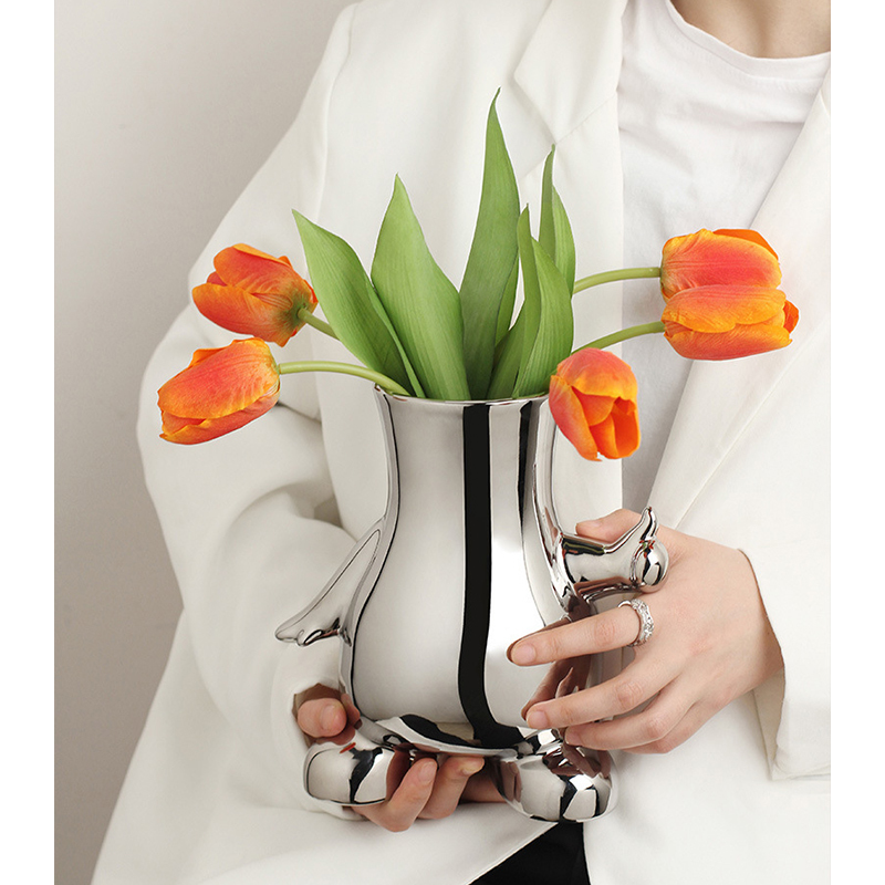 新品　北欧風　飾り物　花瓶　花器　セラミックス　高級感　生花　ドライフラワー　器具　B1型　”いいね”ジェスチャー_画像1