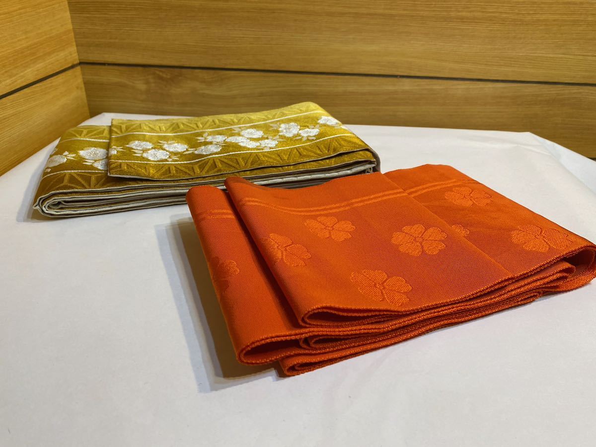  hanhaba obi юката obi 2 шт. комплект Gold красный натуральный шелк .. аксессуары для кимоно Sakura obi золотой нить 
