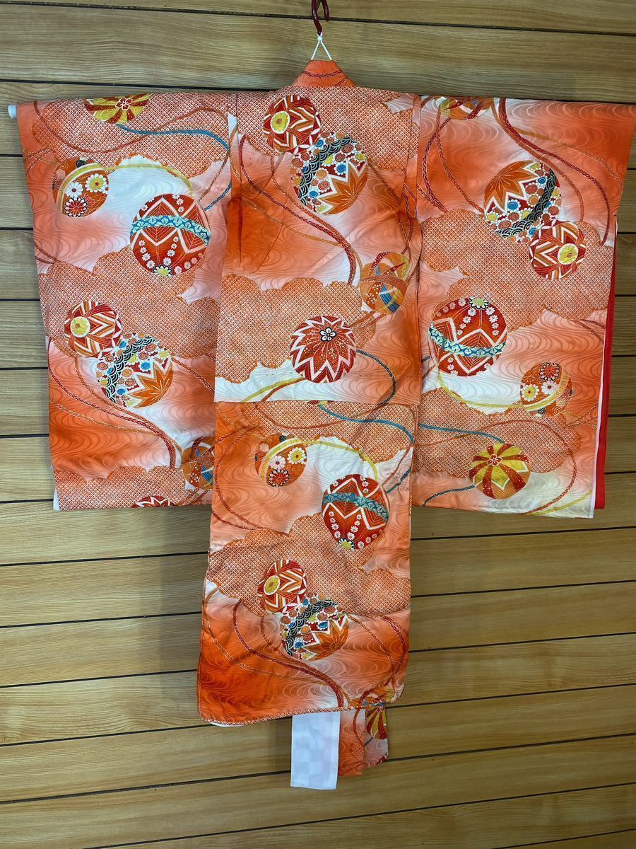  три лет кимоно нижняя рубашка комплект * натуральный шелк длина 90cm "Семь, пять, три" девочка воротник имеется 