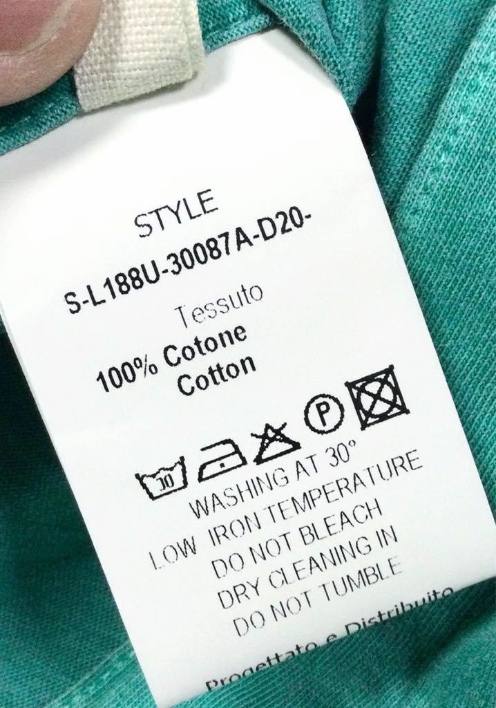 8.5@ 良品「SIVIGLIA」“ANTIQUE SHIRT” ガーメントダイ カットソー 生地 長袖シャツ Green SIZE:L イタリア製