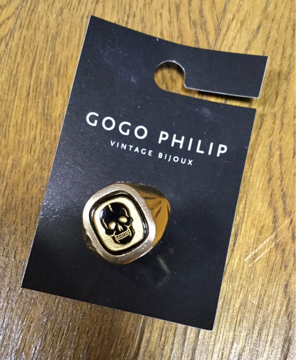 新品「GOGO PHILIP -Vintage Bijoux-」スカルモチーフ リング Gold SIZE:Free イタリアブランド_画像1