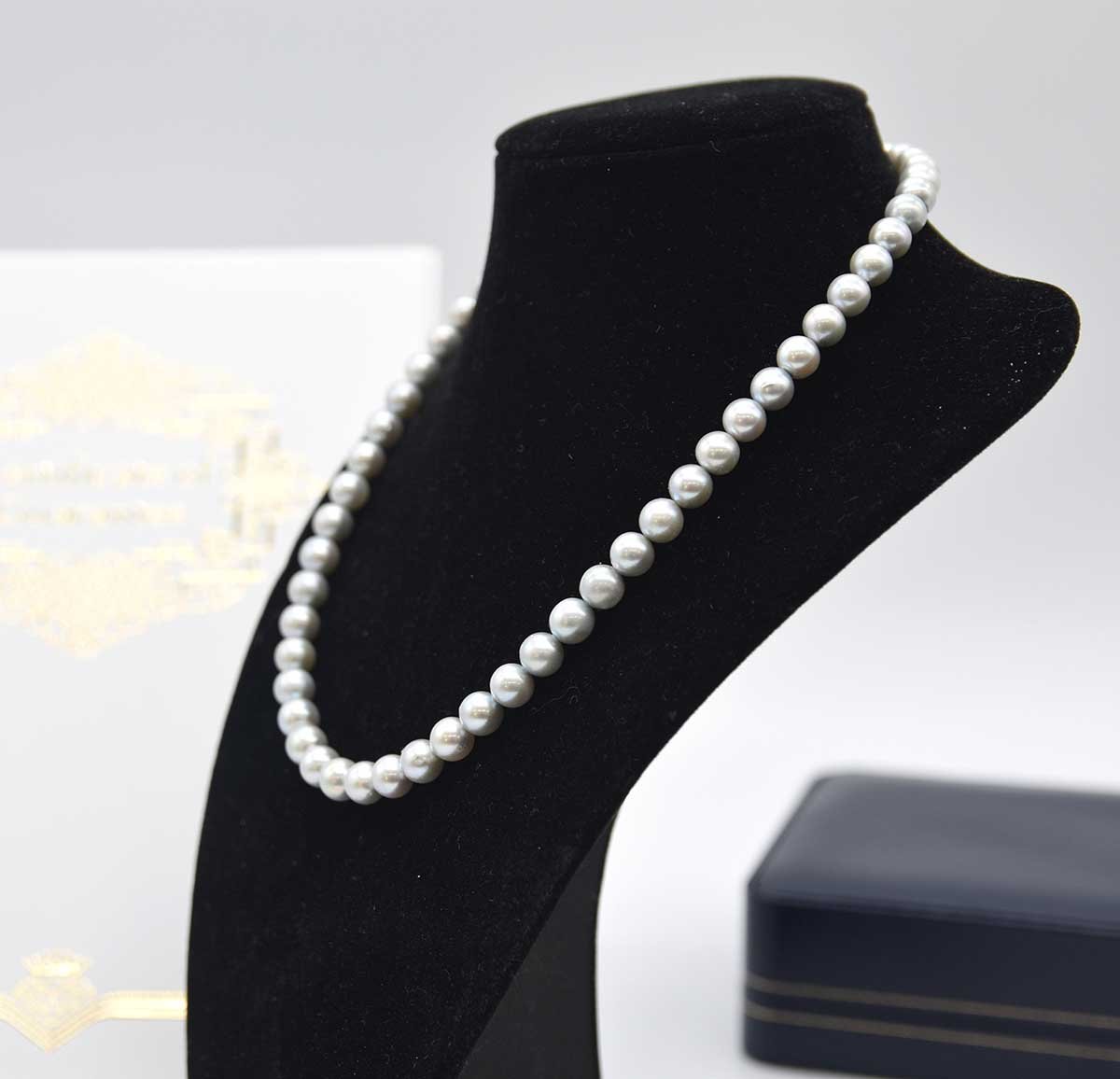 本真珠 パール ネックレス ブルーパール 7.5-7.9㎜ SILVER シルバー