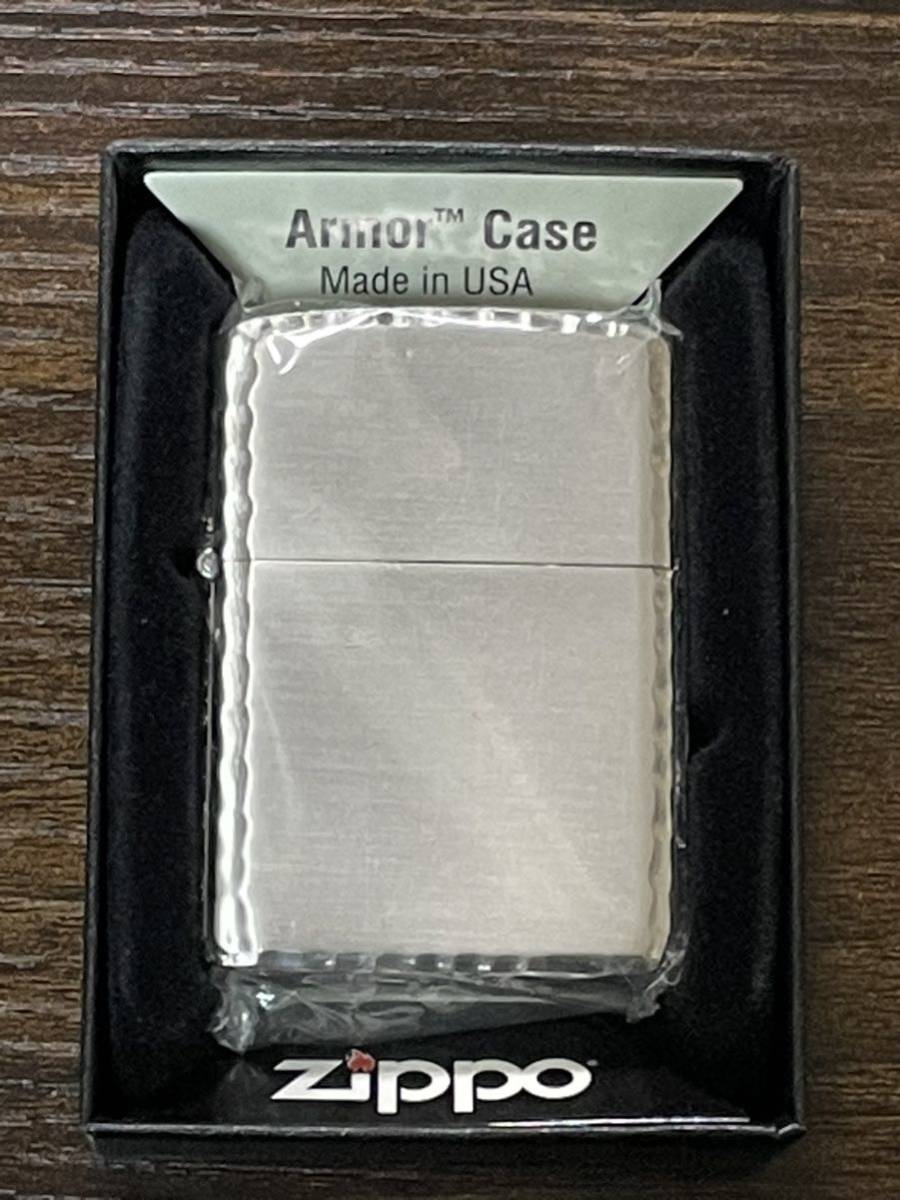 zippo アーマー 3面刻印 両面シャインレイカット Heavy Wall Armor Case 2015年製 silver シルバー 初期型 デットストック ケース 保証書_画像2