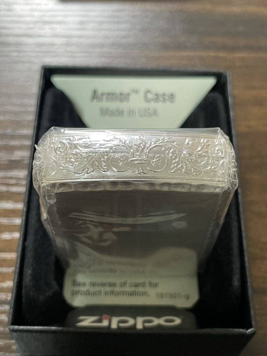 zippo アーマー 3面刻印 両面シャインレイカット Heavy Wall Armor Case 2015年製 silver シルバー 初期型 デットストック ケース 保証書_画像5