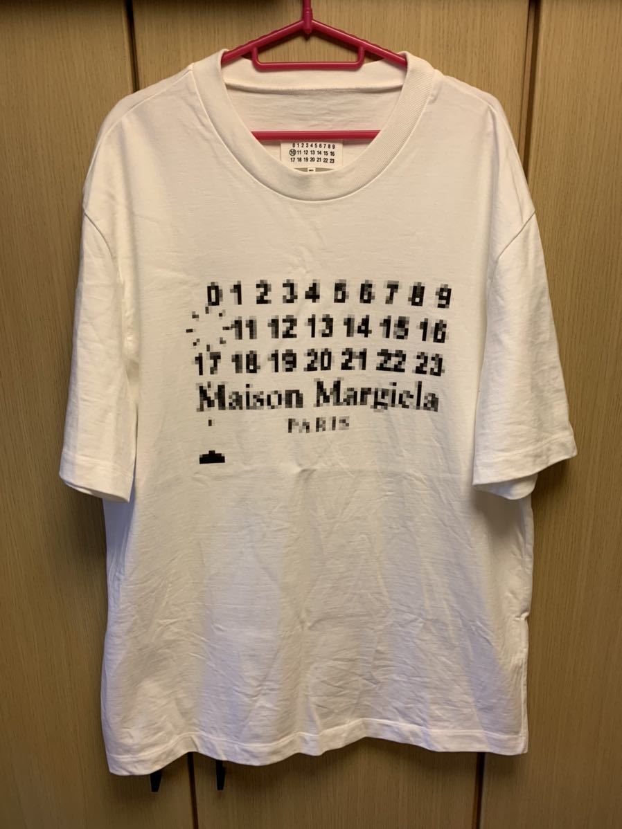 正規 19AW Maison Margiela メゾン マルジェラ インベーダー モザイク ロゴ オーバーサイズ Tシャツ 白 46  S30GC0673 S23548