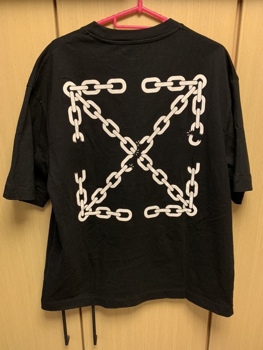 国内正規 22AW OFF-WHITE c/o VIRGIL ABLOH CHAIN ARROW SKATE TEE オフホワイト チェーン アローロゴ Tシャツ 黒 S OMAA120F22JER005_画像1