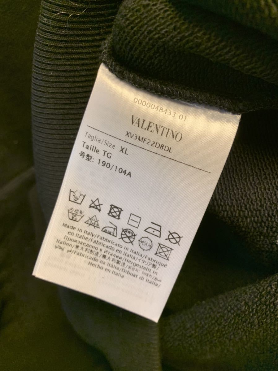 大人女性の CLONEY ヴァレンティノ VALENTINO 21AW 正規限定 コラボ XV3MF22D8DL XL 黒 パーカー フーディ プルオーバー ロゴ VACCINATED 男性用