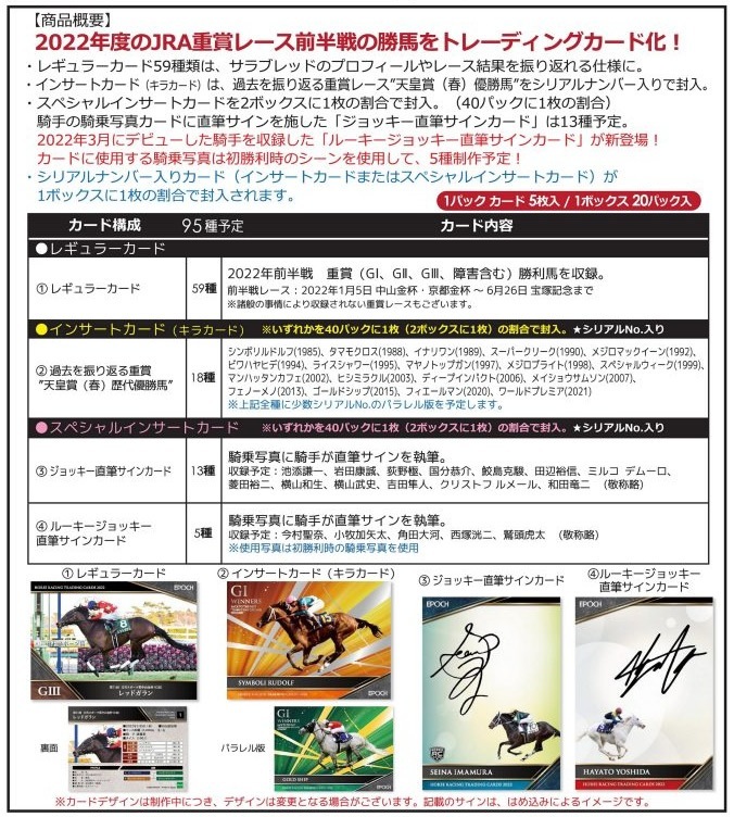 EPOCH 2022 ホースレーシング カード 未開封カートン 今村聖奈