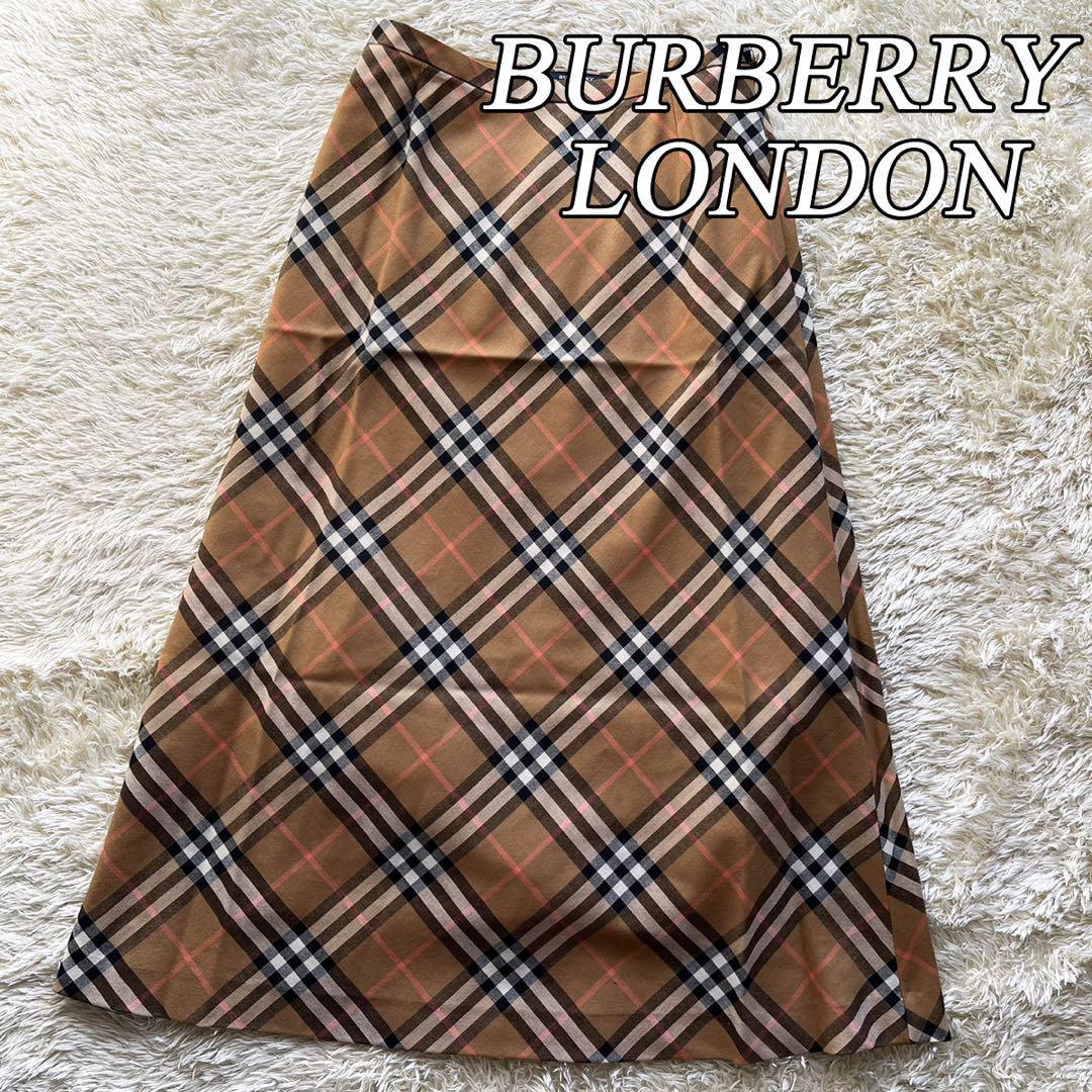 BURBERRY LONDON バーバリーロンドン チェック ウール スカート 38 ロング_画像1